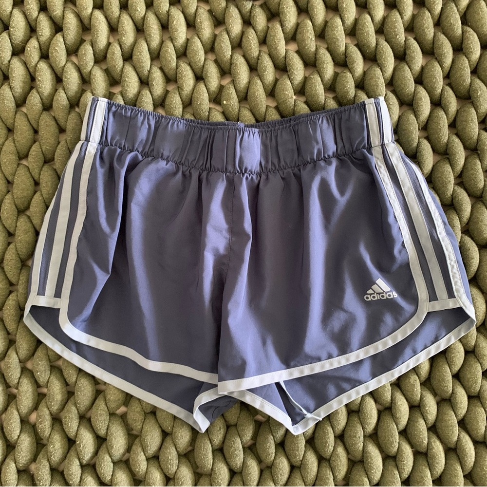 Adidas Blue Athletic Runner Shorts, M 3”
